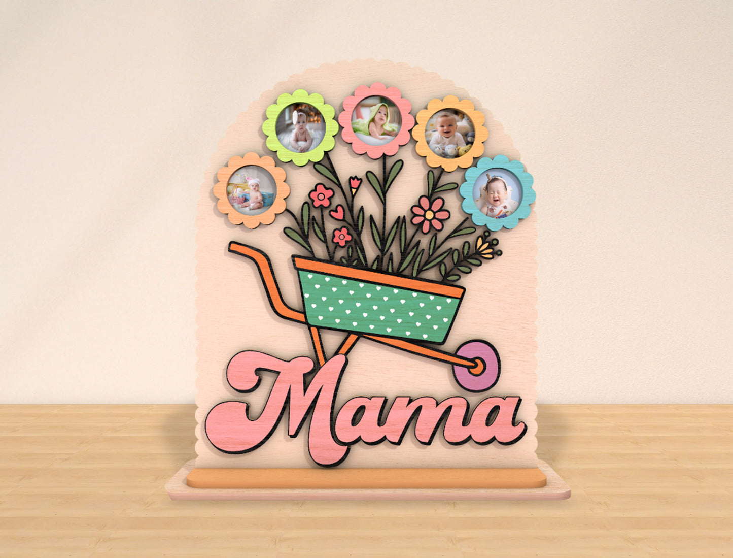 Mama Wheelbarrow Flower Photo Frame SVG Bundle for Glowforge and xTool