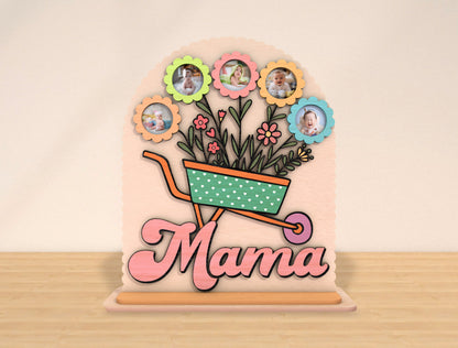 Mama Wheelbarrow Flower Photo Frame SVG Bundle for Glowforge and xTool