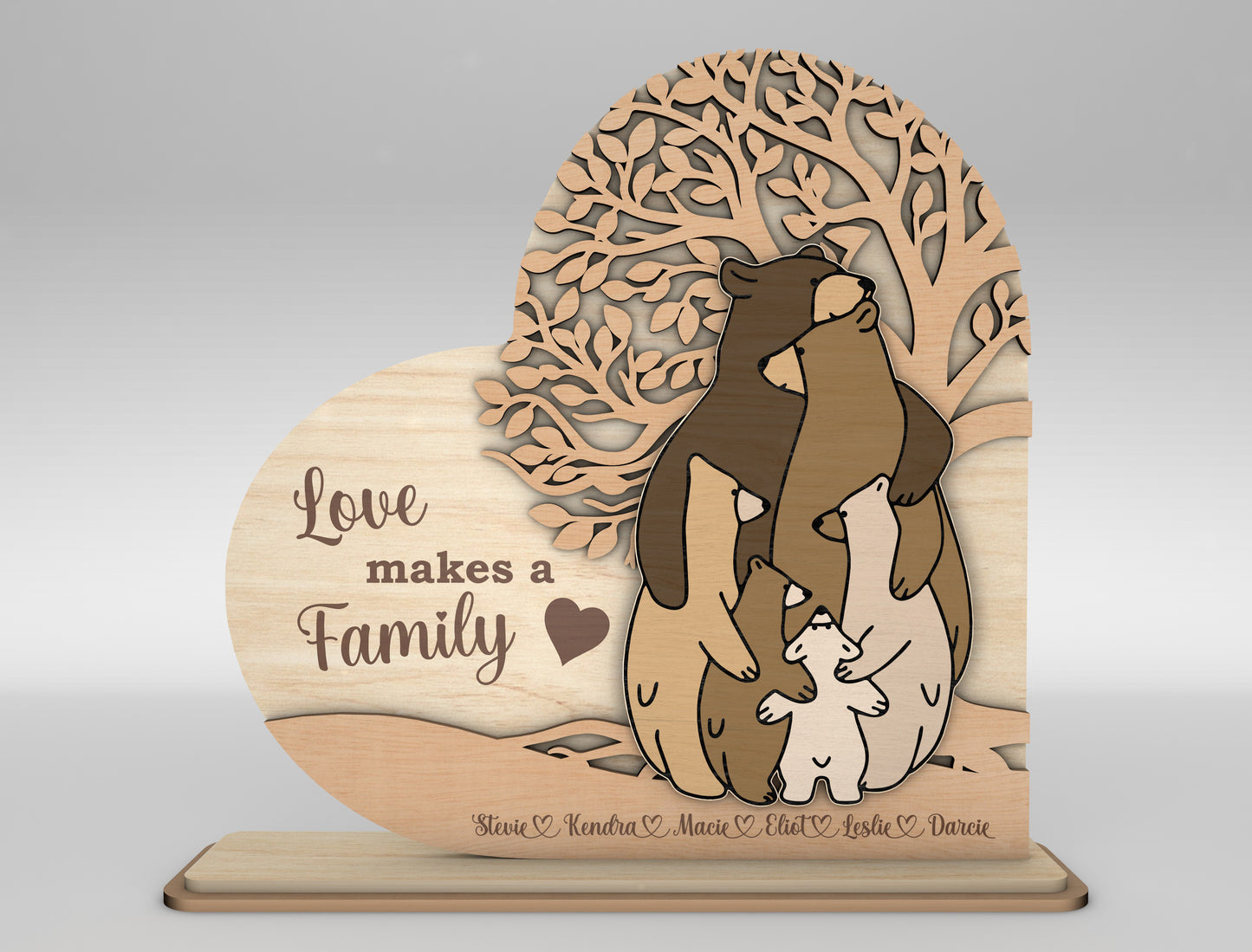 Bear Family Love Makes a Family Sign SVG for Glowforge