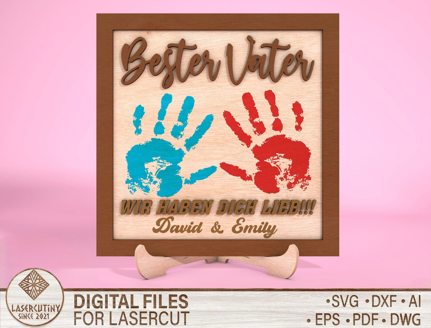 Personalized Handprint Papa Sign SVG Laser Cut File for Glowforge and LightBurn