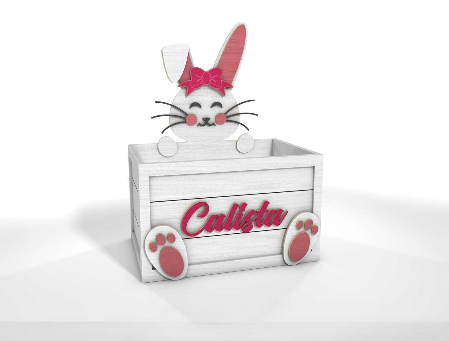 Personalized Easter Bunny Basket SVG Cute Wooden Box for Glowforge and xTool