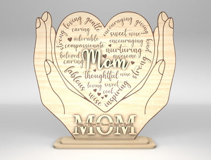 Mom Heart Hands Sign SVG Bundle for LightBurn and Glowforge