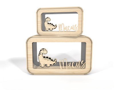 Personalized Dinosaur Money Box SVG Laser Cut File for xTool and LightBurn