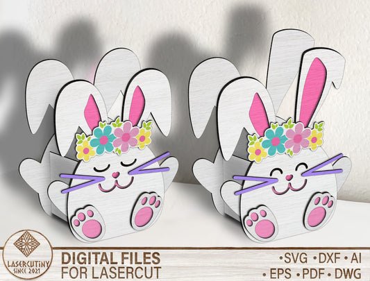 Easter Bunny Bow Egg Holder SVG Cute Bunny for LightBurn and xTool