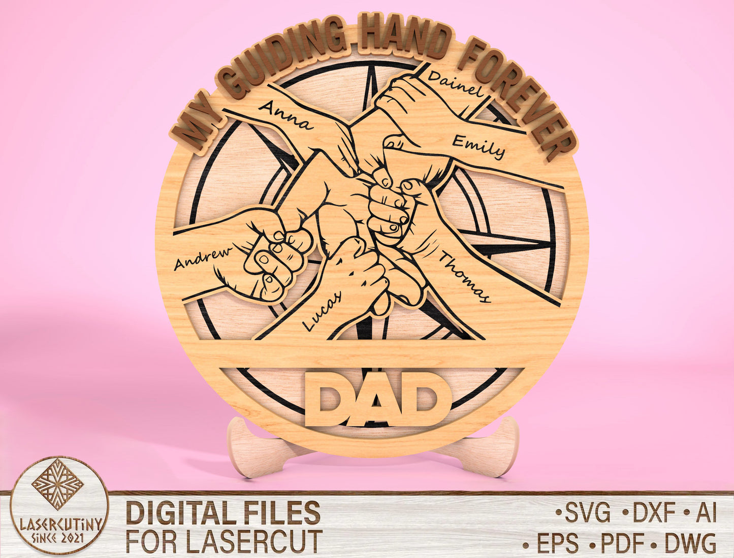 Personalized Dad Compass Sign SVG Laser Cut File for Glowforge and LightBurn