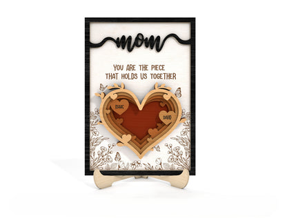 Heart Family Layered Frame SVG Mom Quote Sign for Glowforge and xTool
