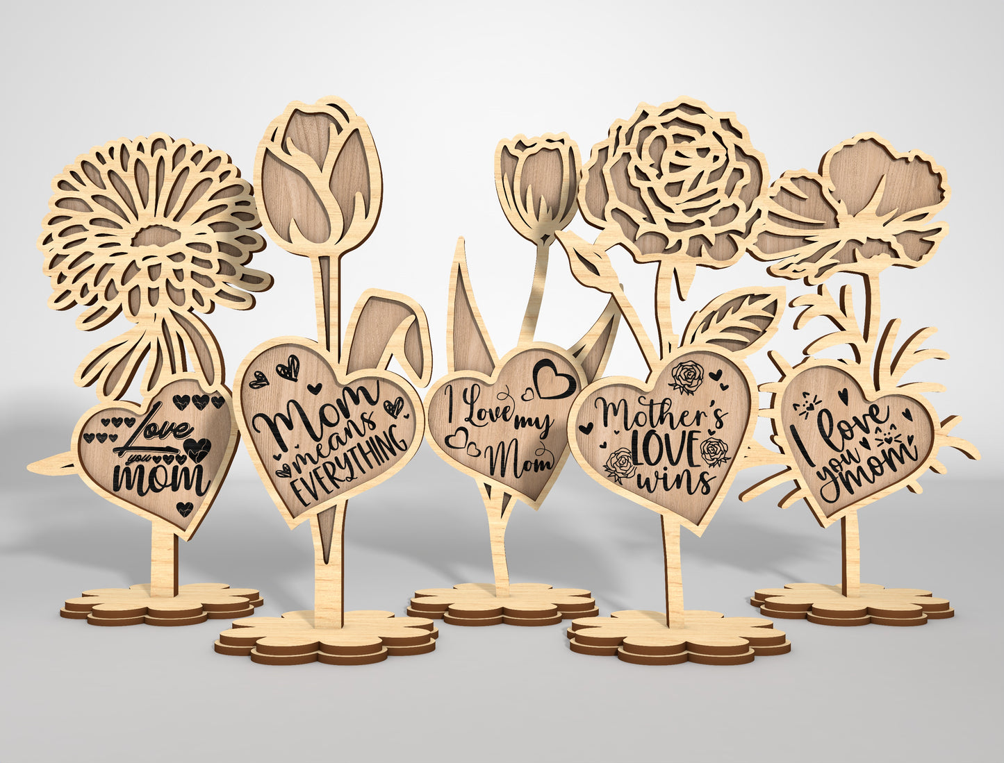 Mother's Day Flower Stand Quote SVG Bundle for Glowforge and xTool