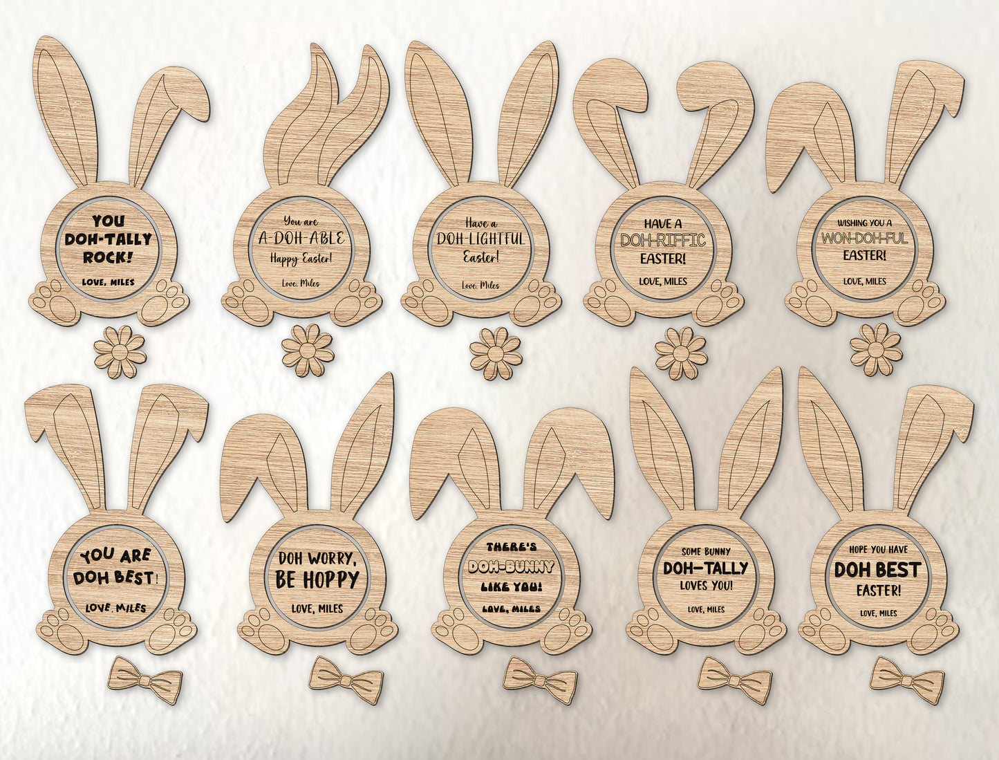 Cute Bunny Ear Easter Tag Sign SVG Bundle 10 Designs for Glowforge and xTool
