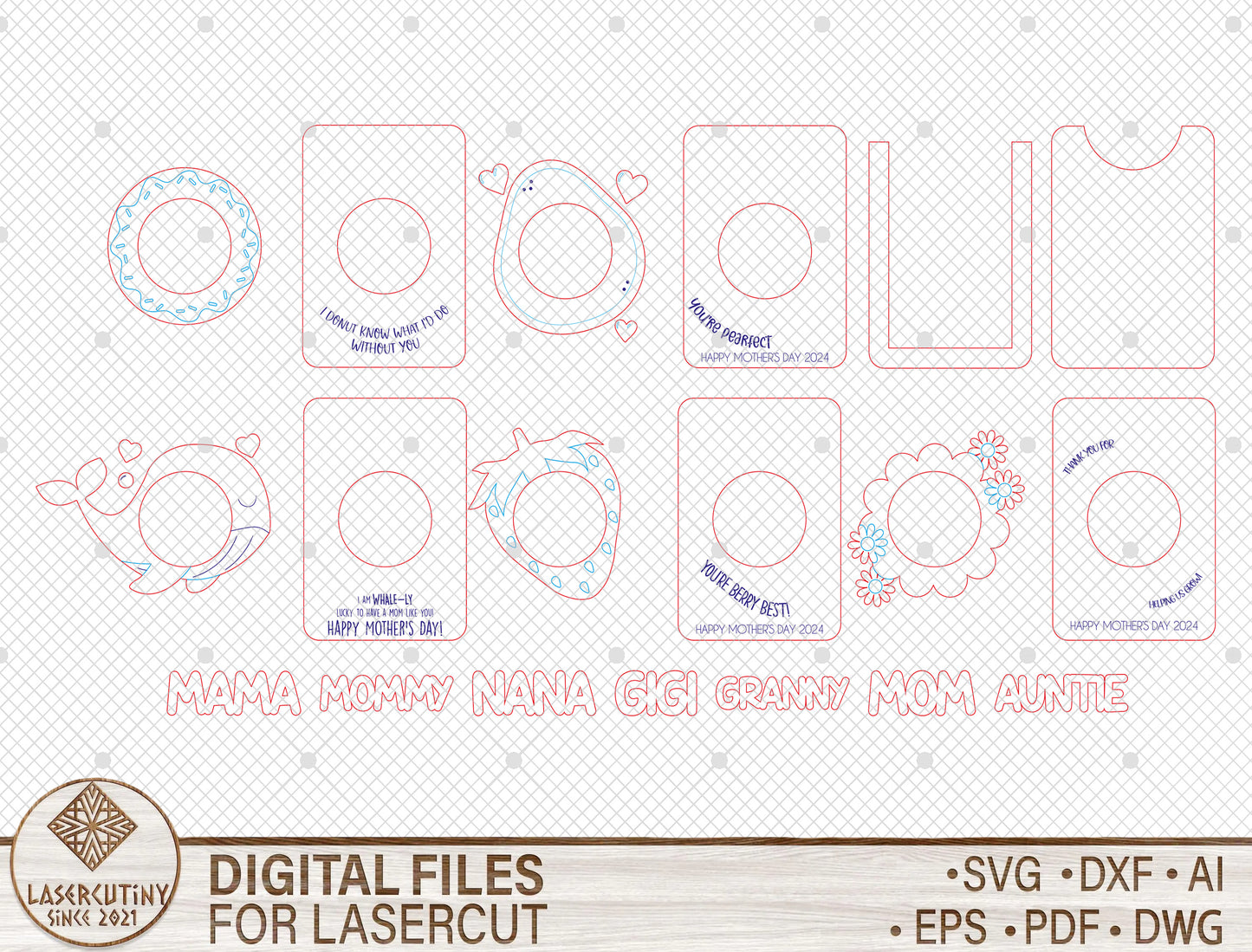 Cute Mother's Day Fridge Magnet SVG Kawaii Photo Frame for Glowforge