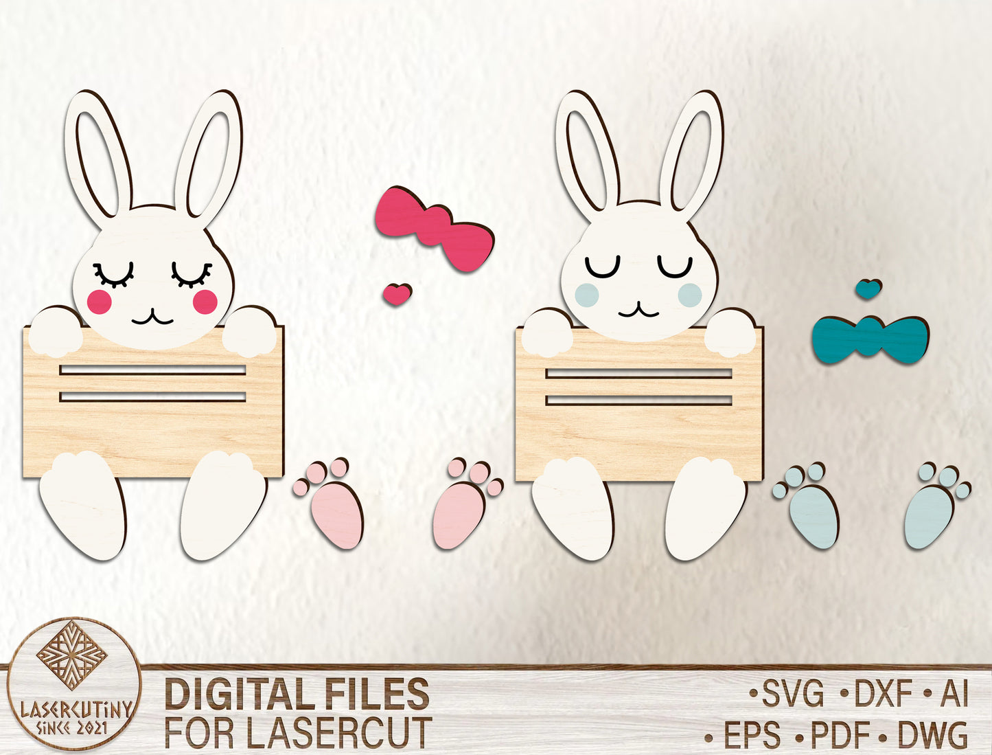 Personalized Easter Bunny Money Holder SVG Custom for LightBurn and xTool