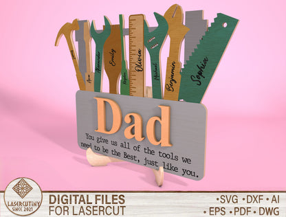 Personalized Dad Tool Sign SVG Laser Cut File for Glowforge and LightBurn