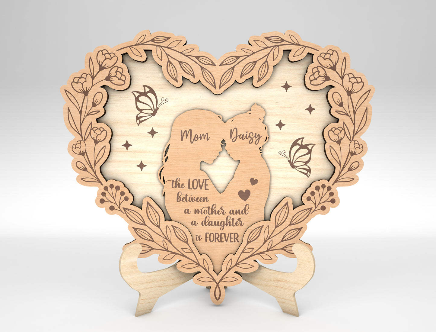 Floral Lace Mother Photo Frame Sign SVG for xTool and LightBurn