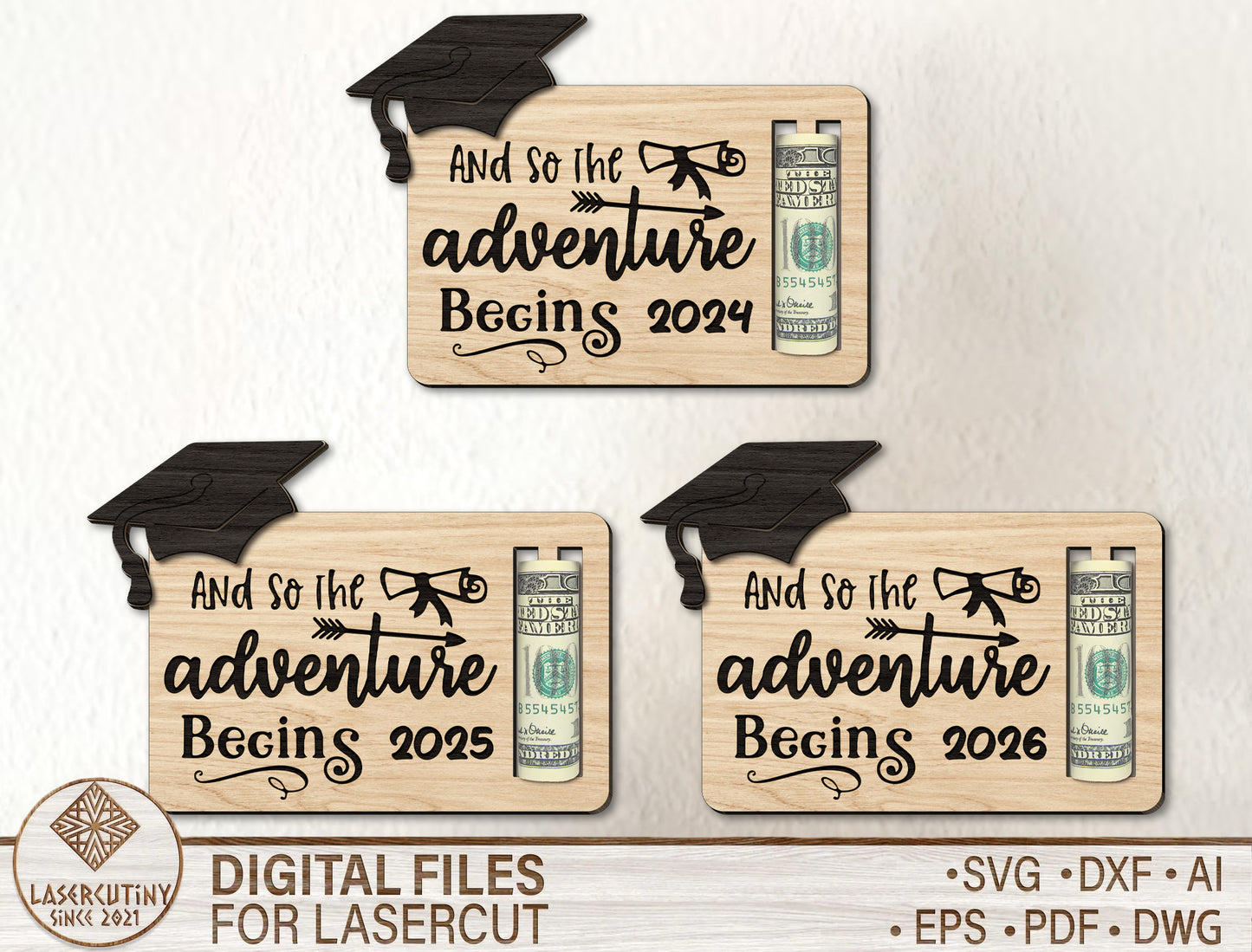 Graduation Money Card SVG Laser Cut File for LightBurn and Glowforge