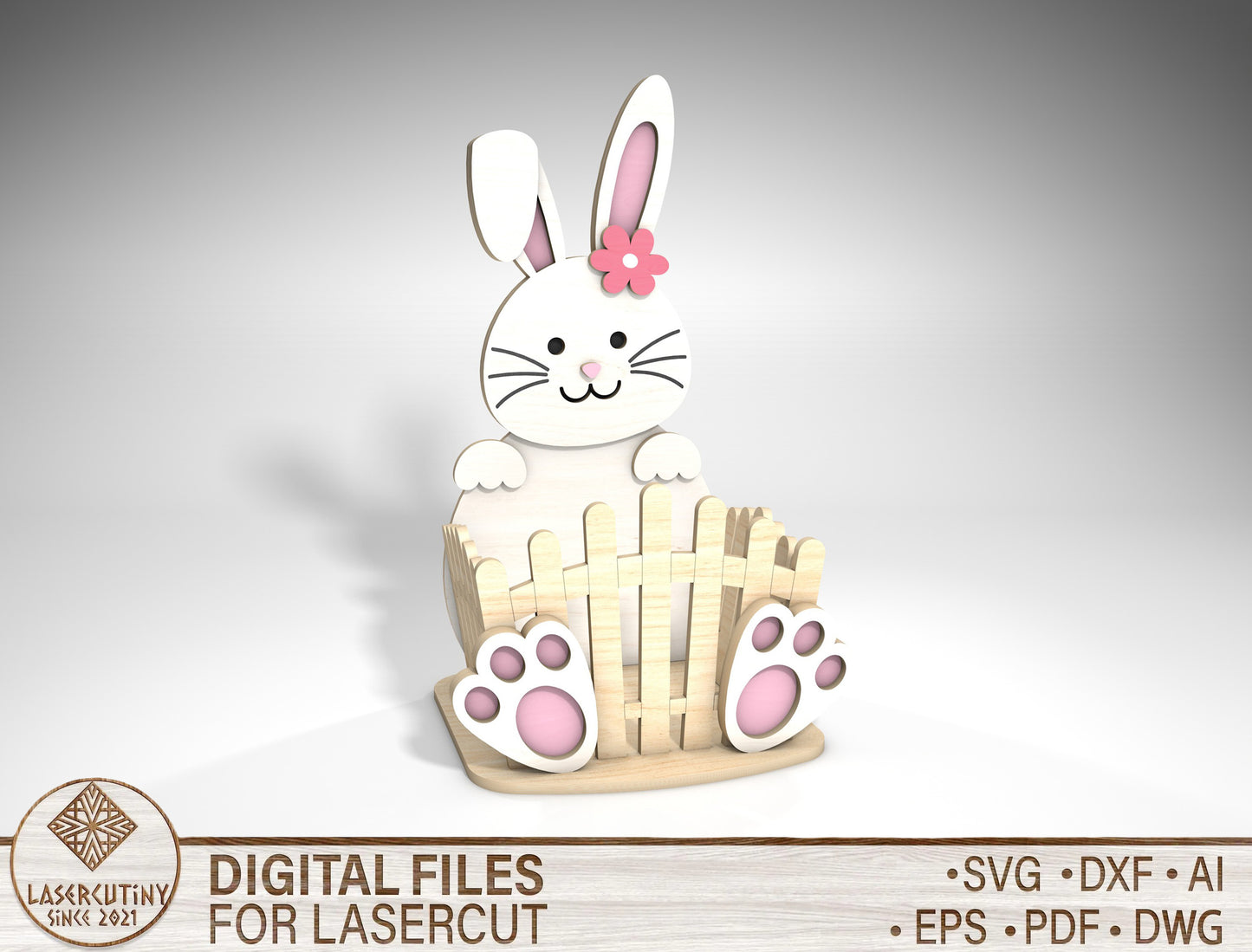 Cute Bunny Basket Holder SVG Easter Decor 2 Designs for Glowforge and xTool