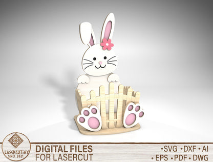 Cute Bunny Basket Holder SVG Easter Decor 2 Designs for Glowforge and xTool
