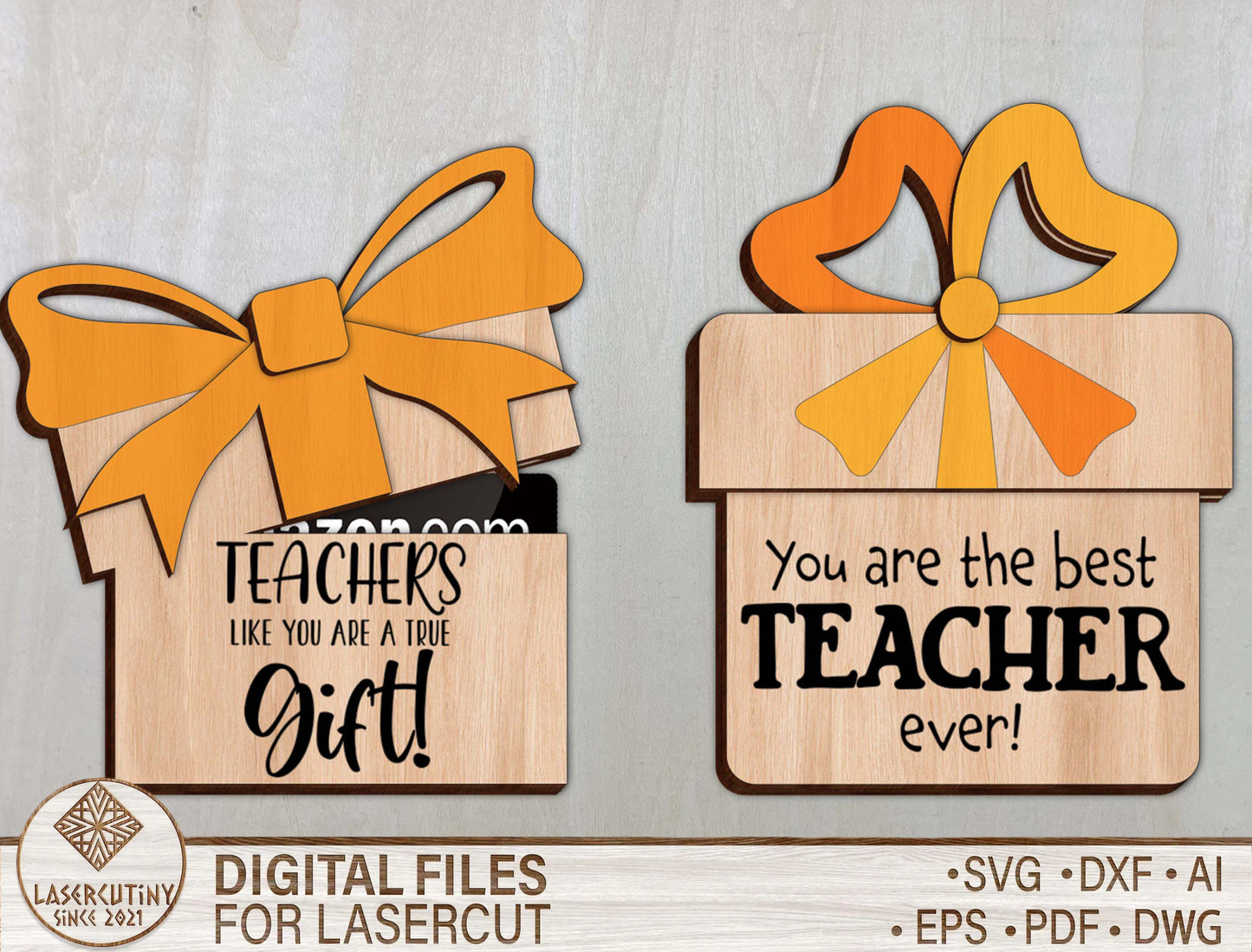 Teacher Gift Card Holder Bundle SVG Laser Cut File for Glowforge and LightBurn