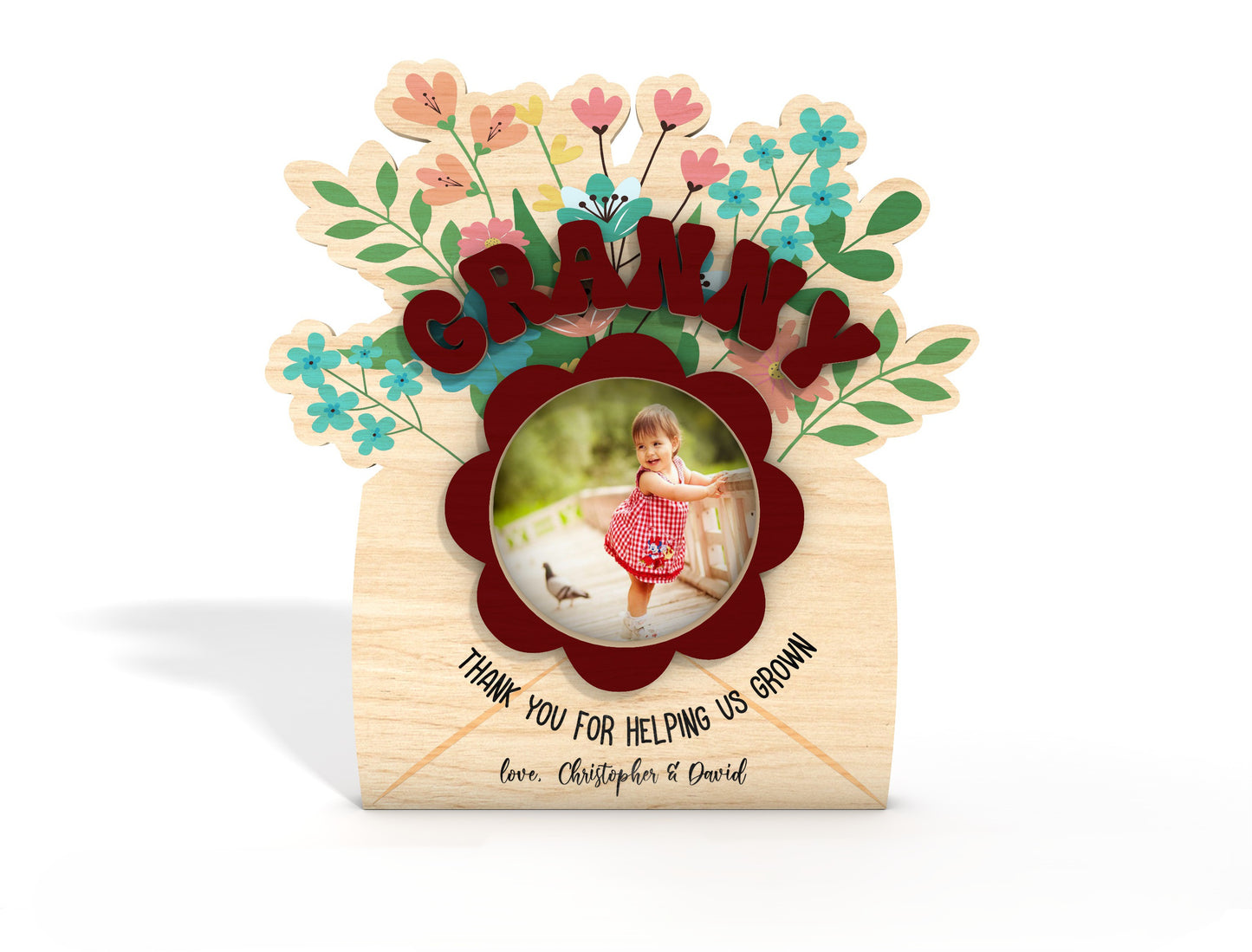 Personalized Floral Photo Magnet Bundle SVG Grandma Mom Gift Laser Cut File for Glowforge and xTool