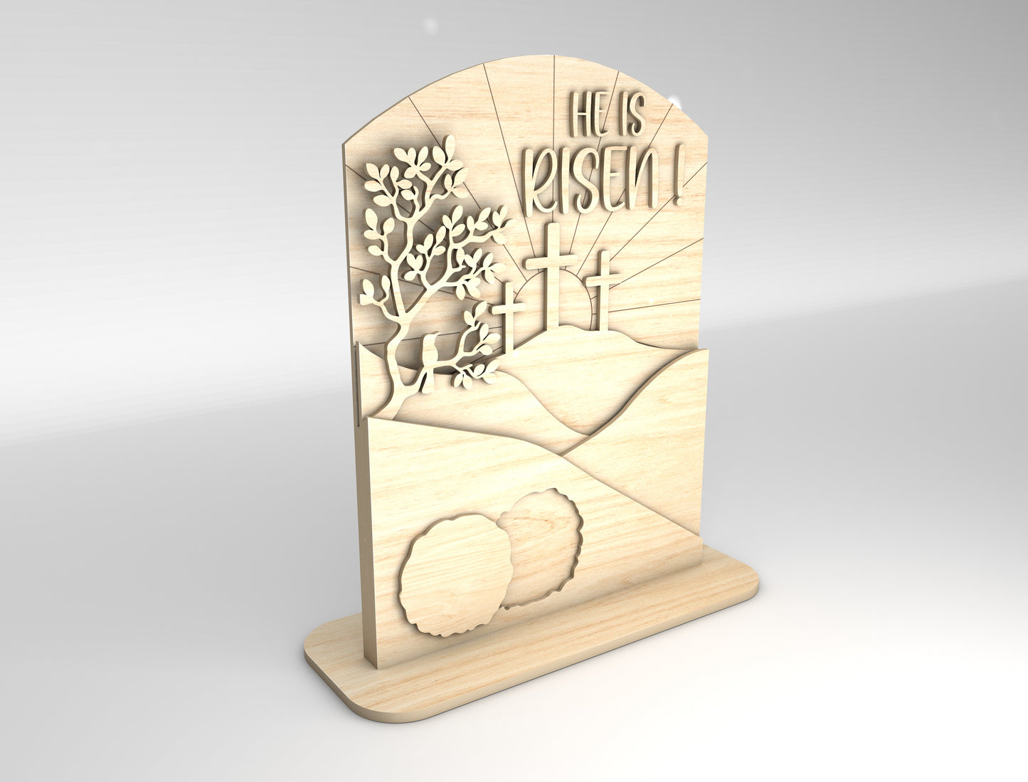 He Is Risen Easter Tabletop Sign SVG Set Religious for LightBurn and xTool