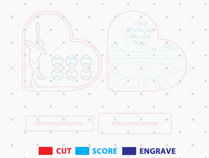 Personalized Baseball Dad Heart Sign SVG for Glowforge and xTool
