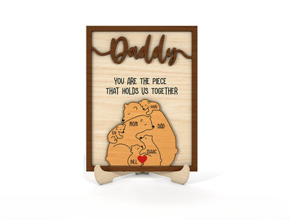 Bear Puzzle Sign SVG for Father’s Day Laser Cut File