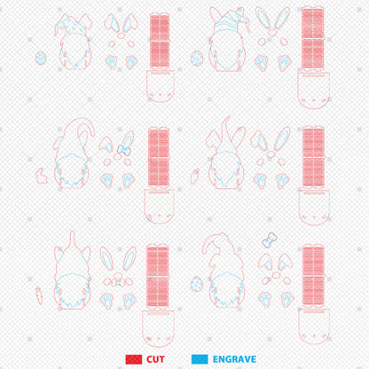 Pastel Easter Bunny Egg Holder SVG Spring Decor for Glowforge and xTool
