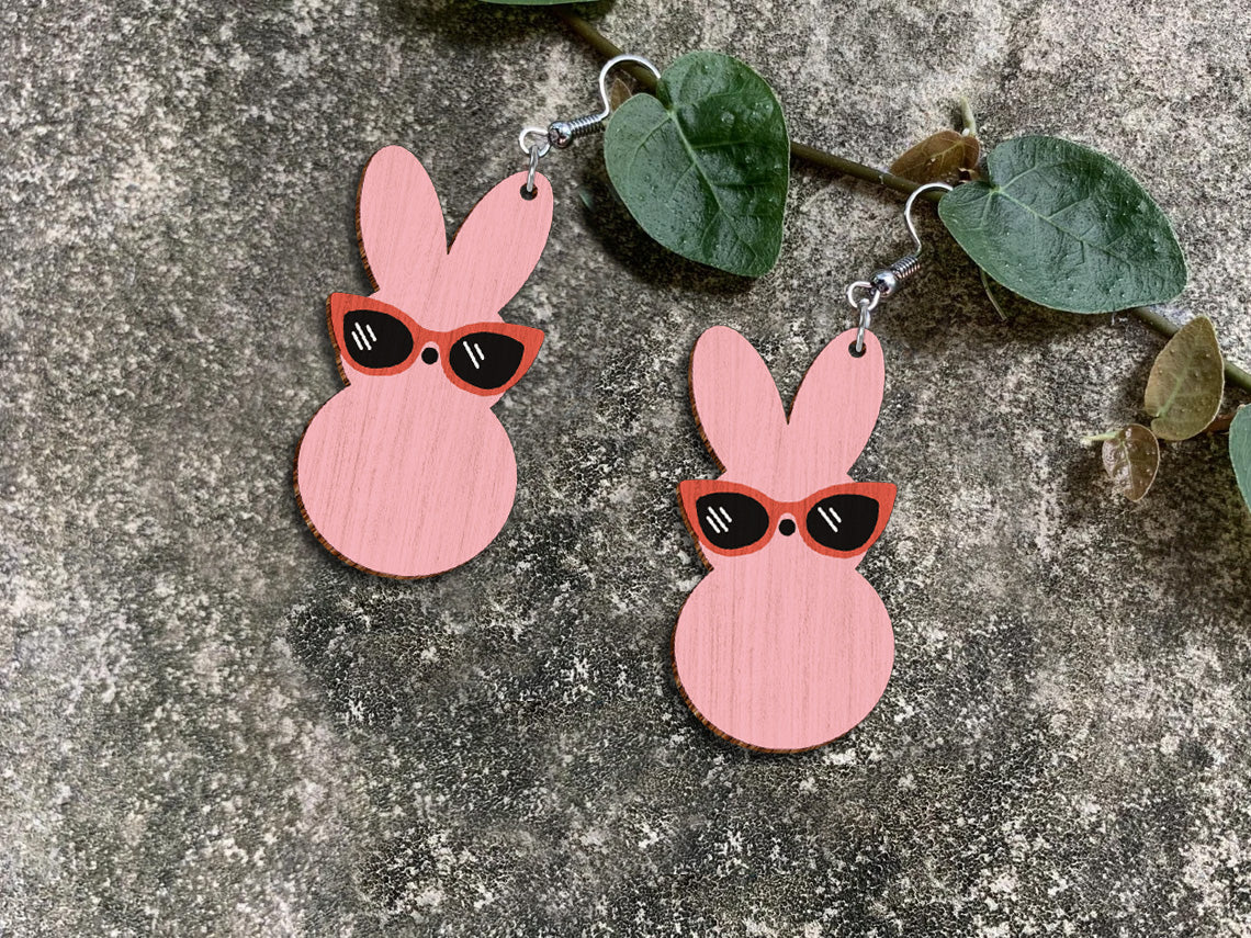 Easter Bunny Earrings SVG Bundle 15 Cute Pastel Rabbit for Glowforge