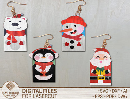 Christmas Character Earrings SVG Bundle 12 Laser Cut Designs