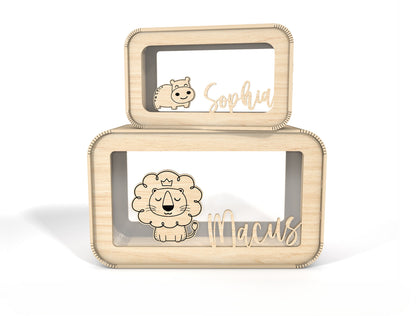 Personalized Animal Money Box SVG Laser Cut File for Glowforge and xTool