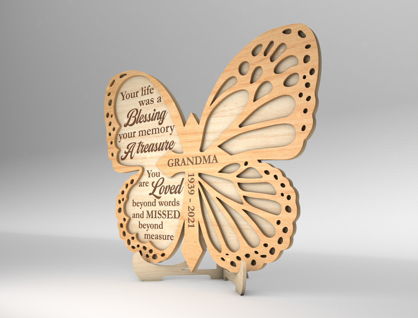 Butterfly Memorial Tabletop Decor SVG Laser Cut File for LightBurn