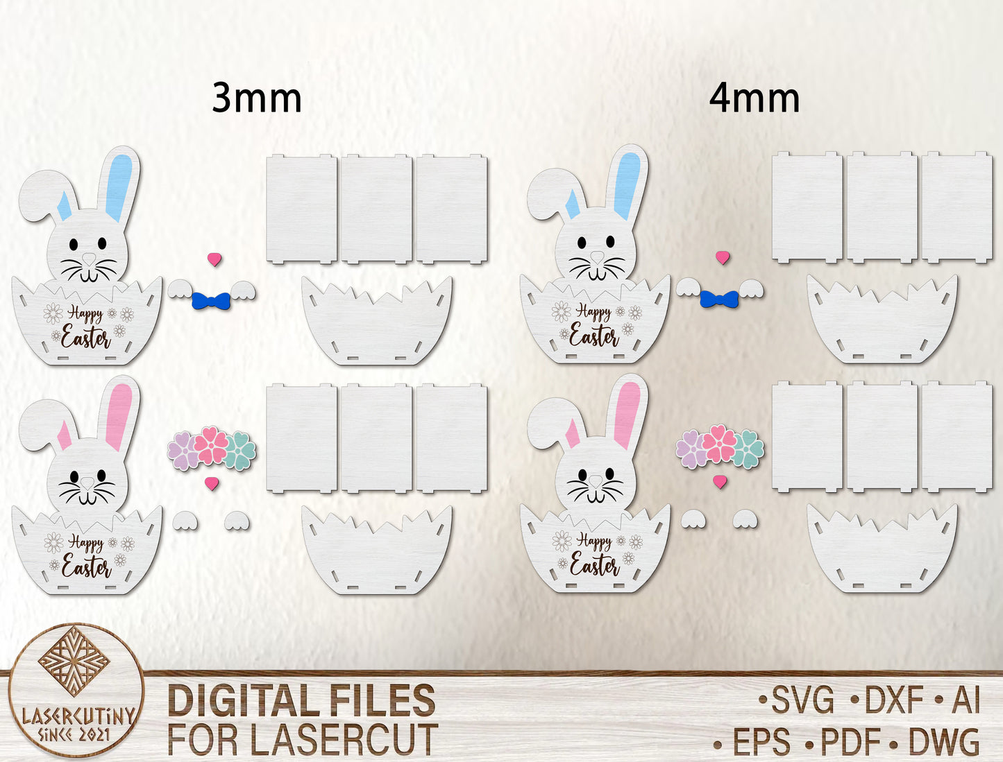 Easter Bunny Treat Box SVG Spring Gift Holder Happy Easter for LightBurn