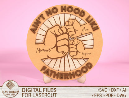 Personalized Fist Bump Dad Sign SVG Laser Cut File for Glowforge