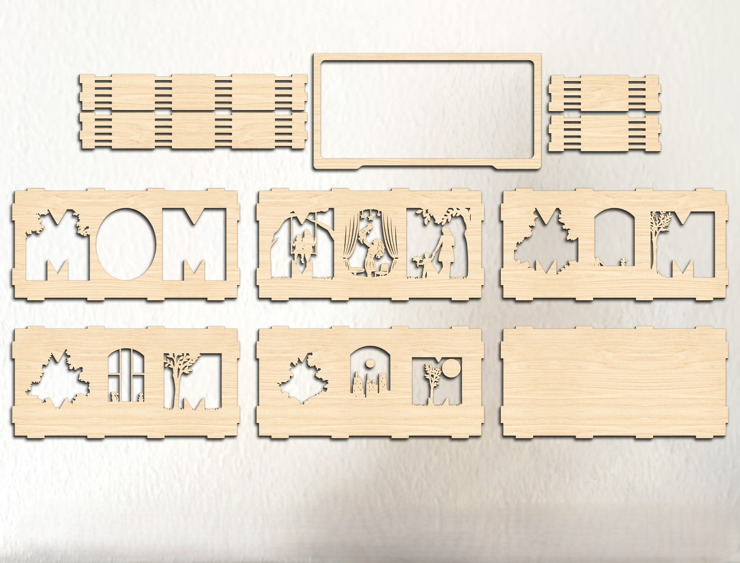 MOM Layered Story Light Box Frame SVG for Glowforge and xTool