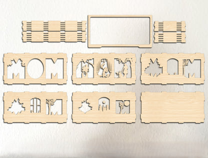 MOM Layered Story Light Box Frame SVG for Glowforge and xTool