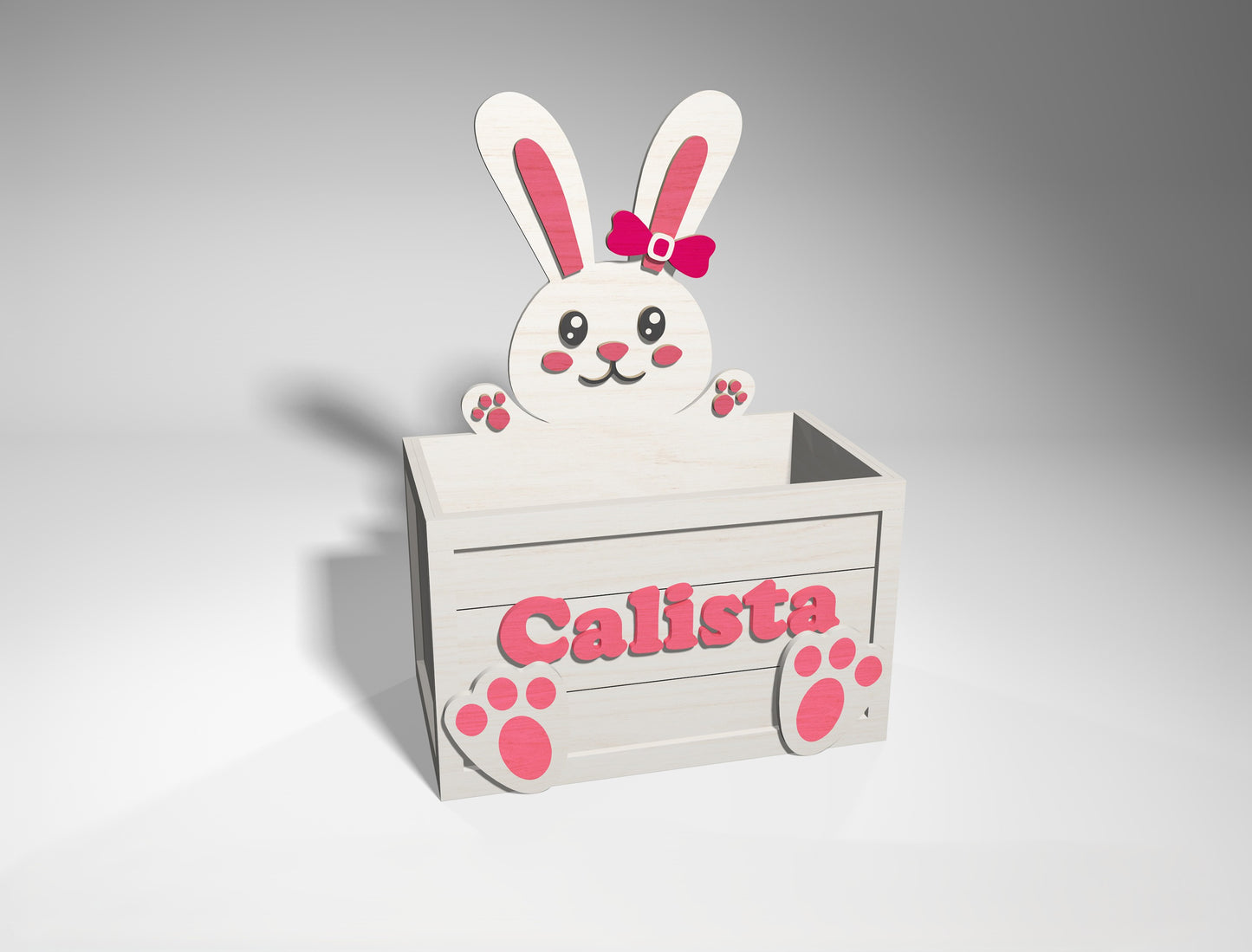 Personalized Easter Bunny Box SVG Wooden Basket 2 Designs for LightBurn