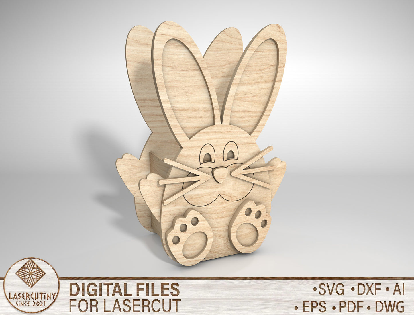Easter Bunny Basket SVG Wooden Egg Holder 5 Designs for LightBurn and xTool