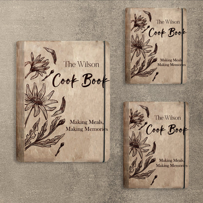 Floral Vintage Recipe Book SVG Cookbook Cover for LightBurn and xTool