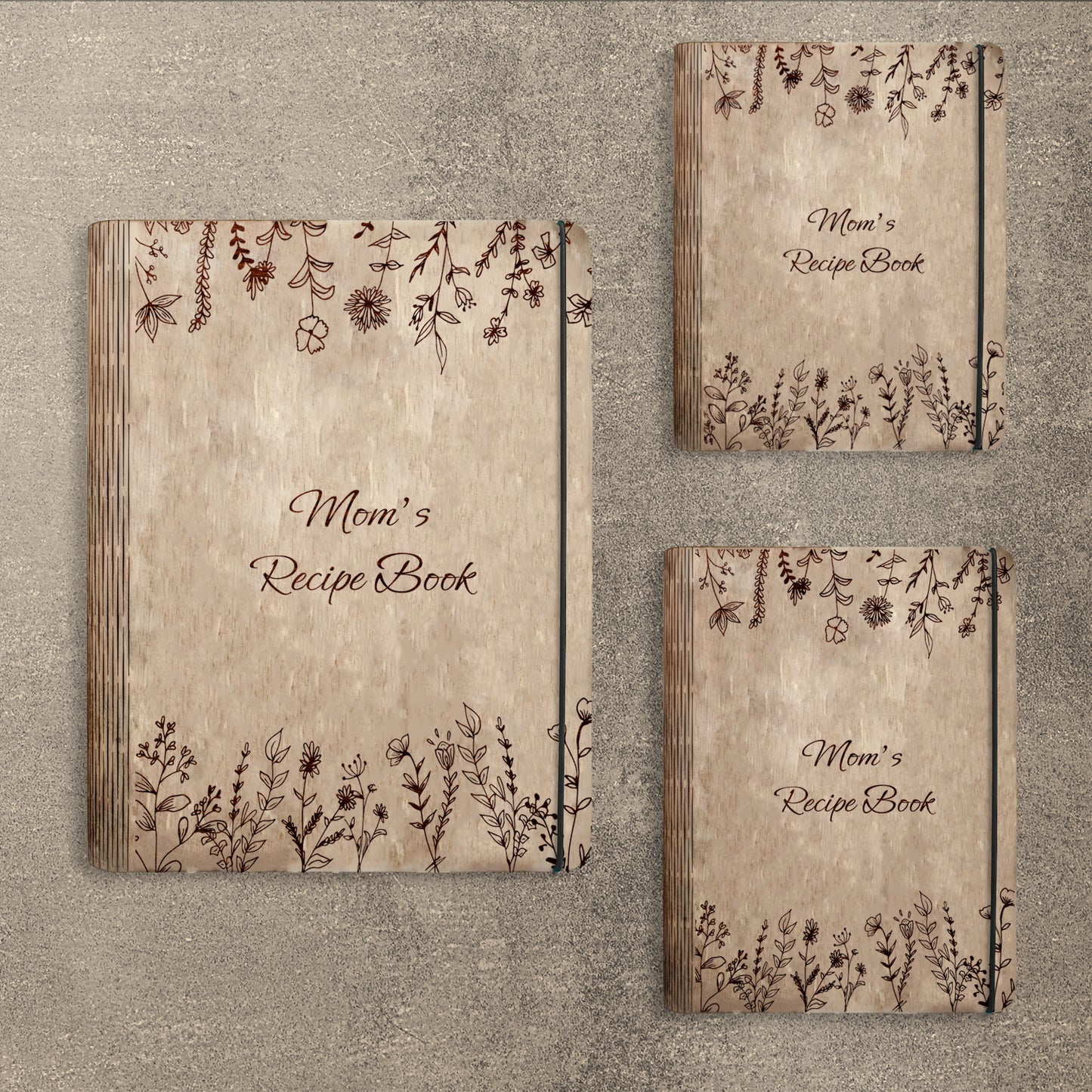 Mom's Minimal Floral Recipe Book SVG Cookbook Cover for Glowforge