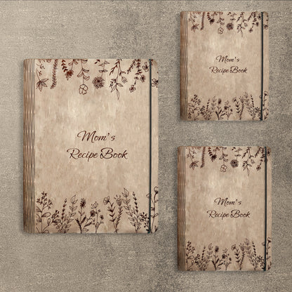 Mom's Minimal Floral Recipe Book SVG Cookbook Cover for Glowforge
