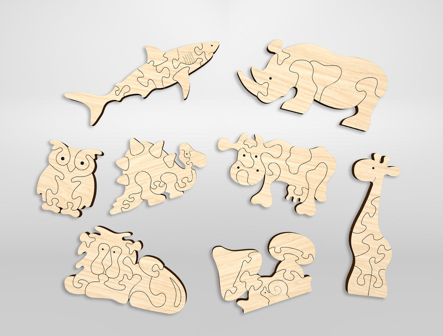 Animal Puzzle SVG Bundle Laser Cut File for Glowforge and LightBurn