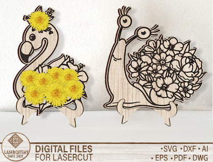 Animal Flower Holder SVG Kids Craft Display for xTool and LightBurn