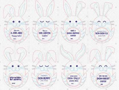 Cute Bunny Play Doh Gift Card Holder SVG Bundle 8 Designs for LightBurn