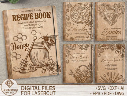Honey Bee Farm Kitchen Recipe Book SVG Cookbook for LightBurn