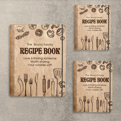 Kitchen Food Doodle Recipe Book SVG Cookbook Cover for Glowforge