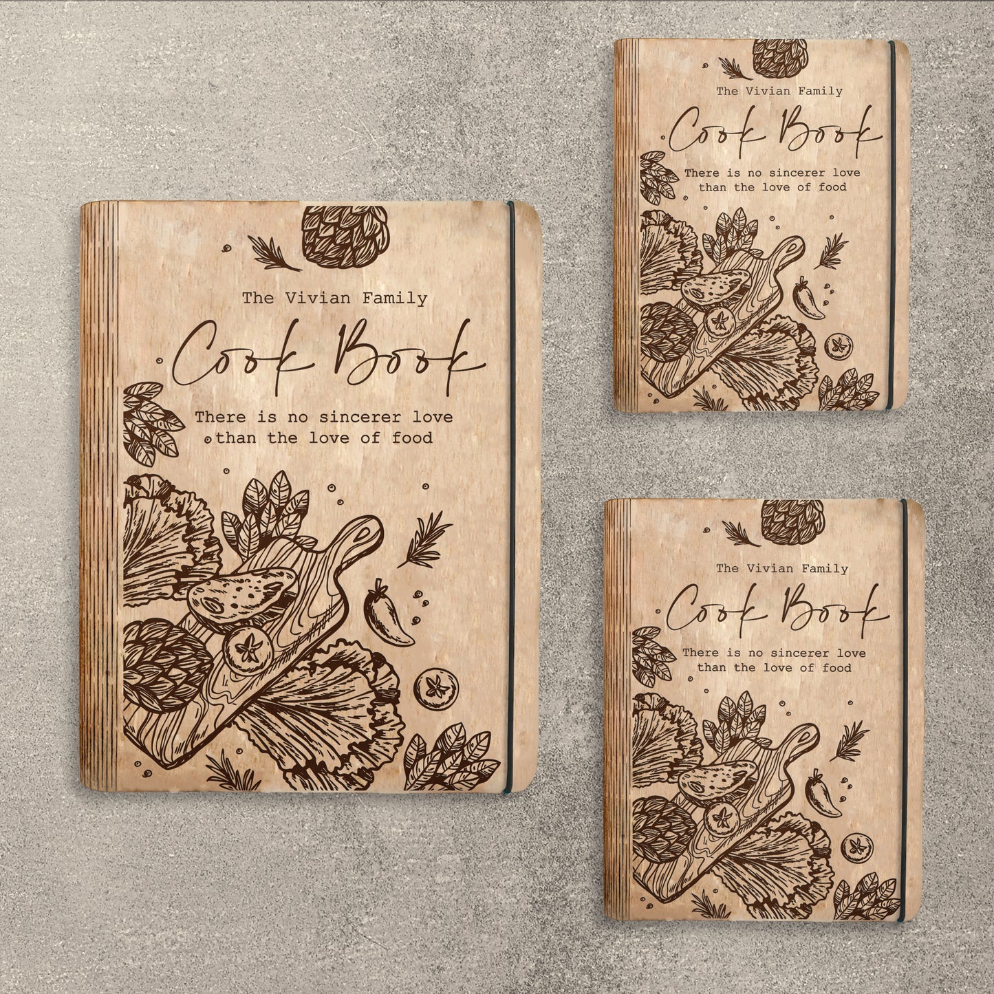 Kitchen Food Doodle Recipe Book SVG Cookbook Cover for Glowforge