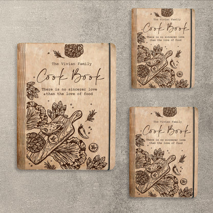 Kitchen Food Doodle Recipe Book SVG Cookbook Cover for Glowforge