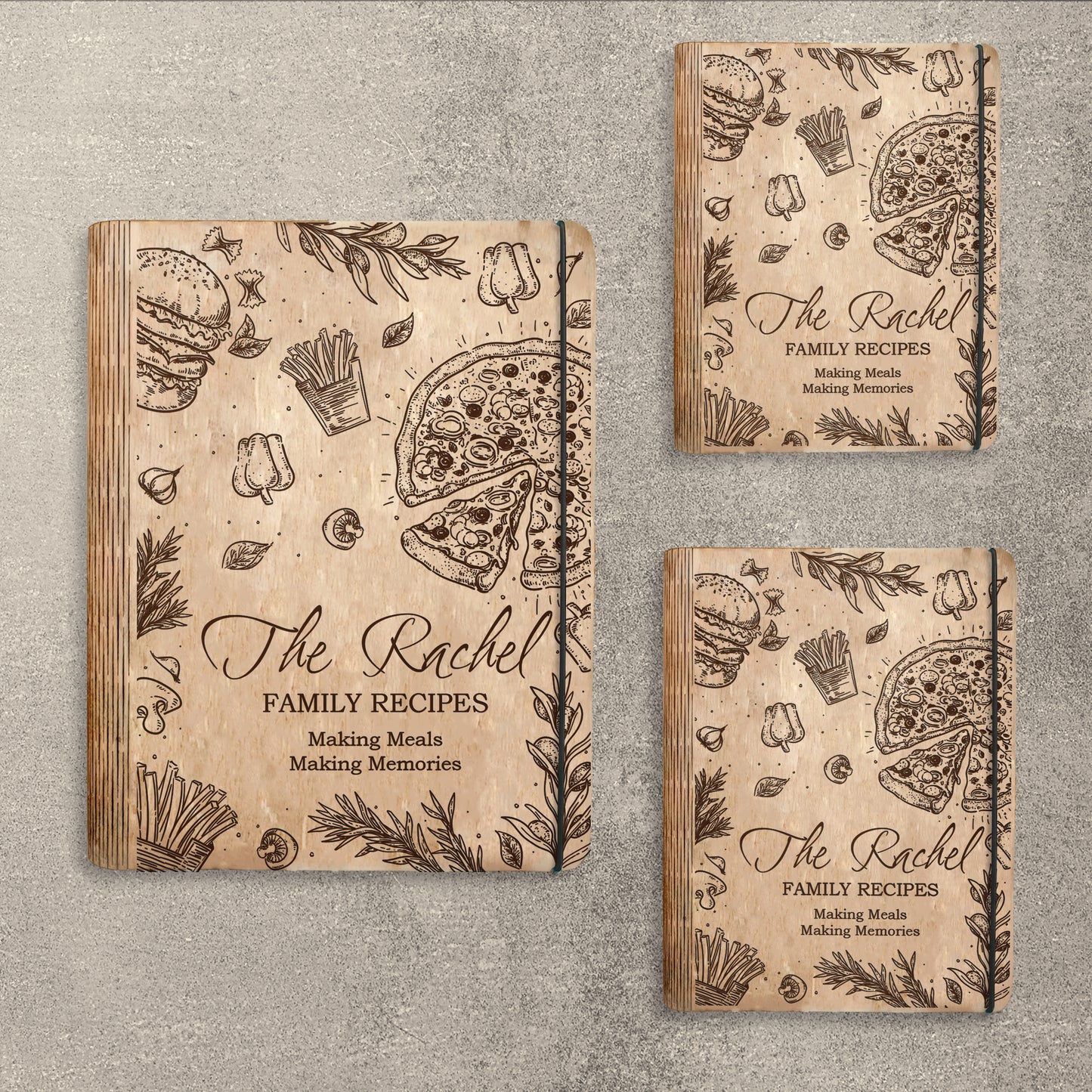 Kitchen Food Doodle Recipe Book SVG Cookbook Cover for Glowforge