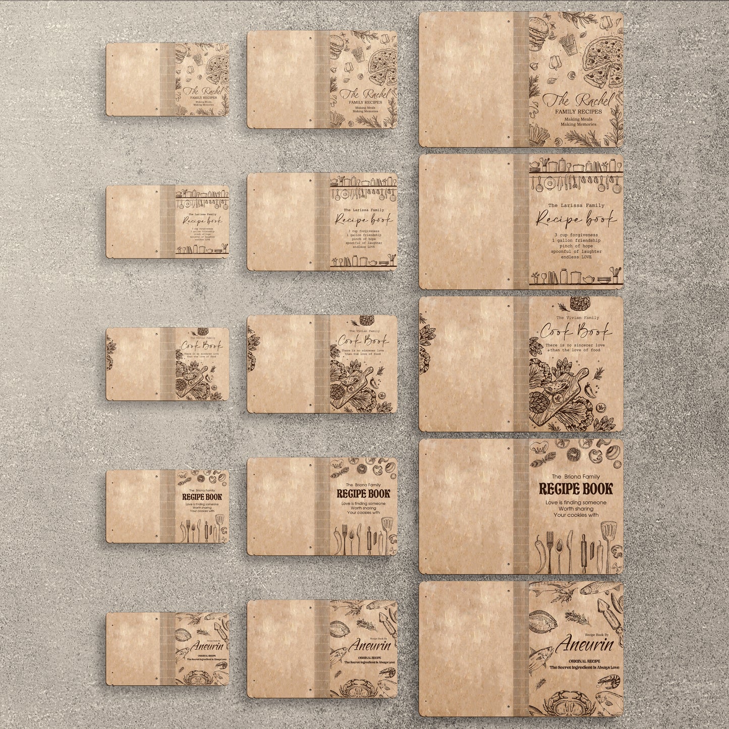 Kitchen Food Doodle Recipe Book SVG Cookbook Cover for Glowforge