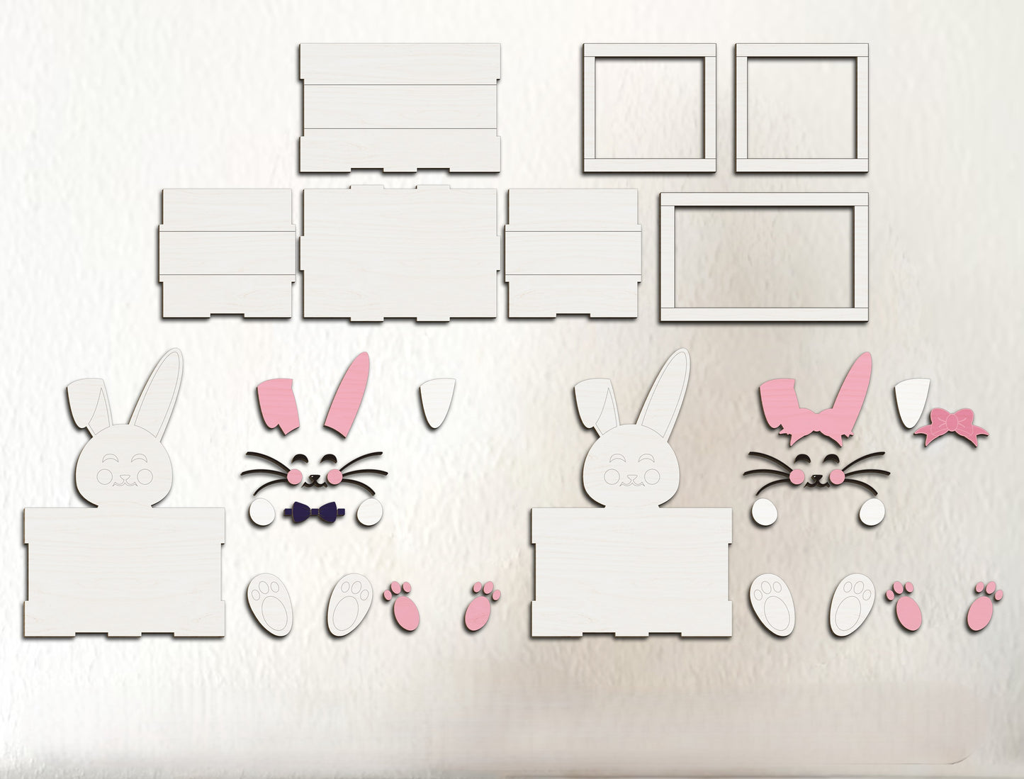 Personalized Easter Bunny Basket SVG Cute Wooden Box for Glowforge and xTool