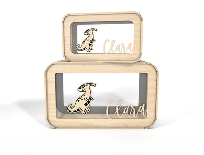 Personalized Dinosaur Money Box SVG Laser Cut File for xTool and LightBurn