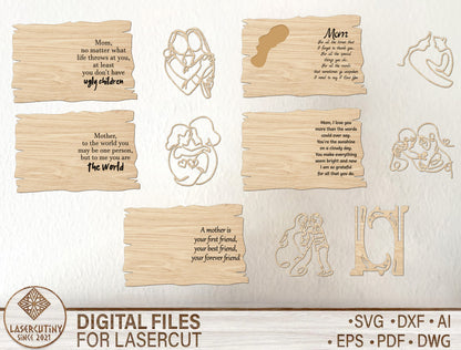 Mother Love Quote Standing Sign SVG Bundle for Glowforge and xTool